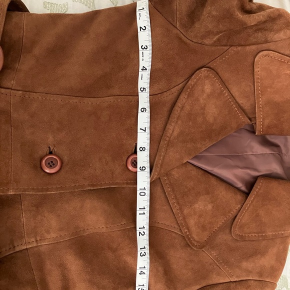 COPY - Genuine Leather Long Brown Suede Trench Style Coat. - Picture 16 of 16